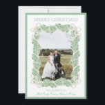 Tarjeta Festiva Navidades de acuarela Garland Stocking One Photo<br><div class="desc">Navidades de acuarela Garland Stocking Vintage One Photo Card. Esta hermosa tarjeta navideña de fotos muestra la guirnalda de Navidades de acuarela con arcos blancos como marco para una foto. De vuelta de la invitación están los Navidades Stockings con Navidades garland y arcos. Es perfecto si buscas una tarjeta de...</div>