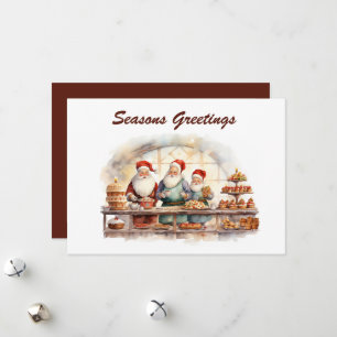Tarjeta Festiva navidades de acuarela hornear Santa agregar texto
