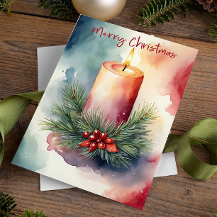 Tarjeta Festiva Navidades de acuarela Ilustracion festivo de velas