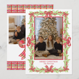 Tarjeta Festiva Navidades de acuarela Juegan a Bow Garland