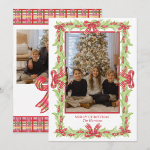Tarjeta Festiva Navidades de acuarela Juegan a Bow Garland