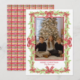 Tarjeta Festiva Navidades de acuarela Juegan a Bow Garland