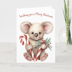 Tarjeta Festiva Navidades de acuarela Koala Bear
