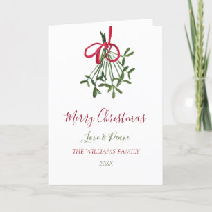Tarjeta Festiva Navidades de acuarela Mistletoe Elegante Botánico
