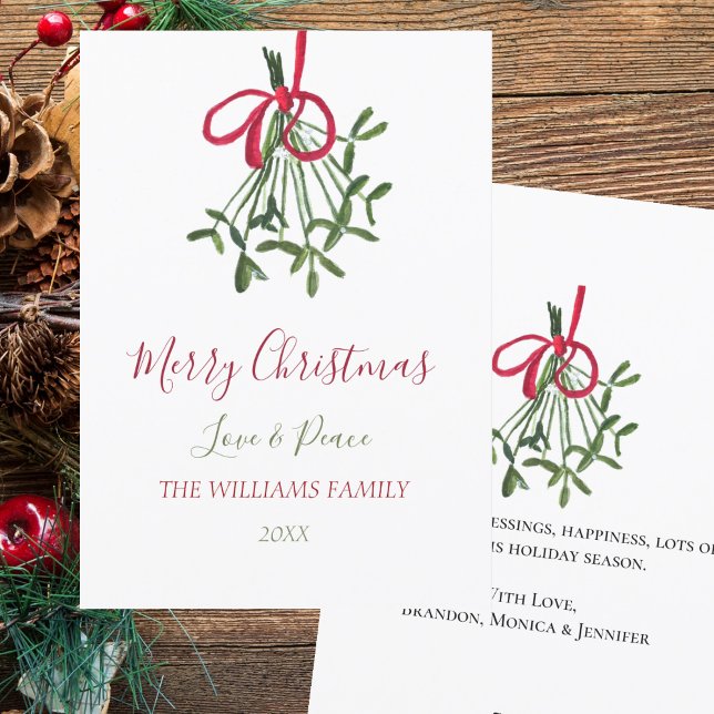 Tarjeta Festiva Navidades de acuarela Mistletoe Elegante Botánico (Subido por el creador)