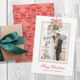 Tarjeta Festiva Navidades de acuarela Mistletoe Foto