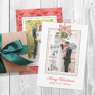 Tarjeta Festiva Navidades de acuarela Mistletoe Foto