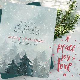 Tarjeta Festiva Navidades de acuarela moderna Bosque de nieve de i