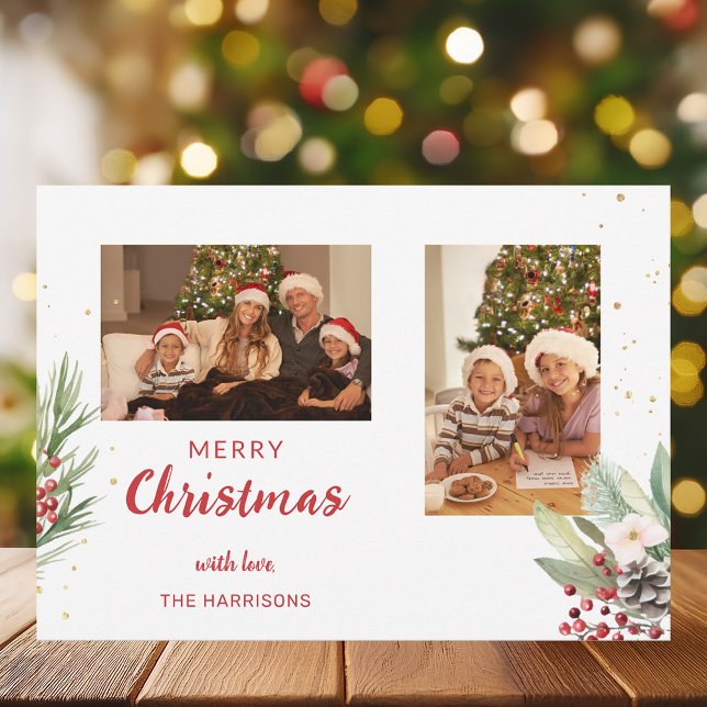 Tarjeta Festiva Navidades de acuarela moderna Botánica de dos foto (Subido por el creador)