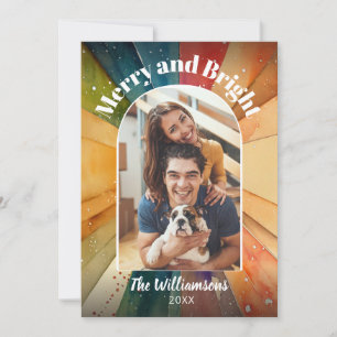 Tarjeta Festiva Navidades de acuarela moderna con foto brillante y