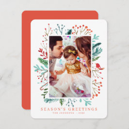 Tarjeta Festiva Navidades de acuarela modernos Foliage Botanicals