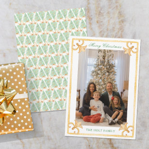 Tarjeta Festiva Navidades de acuarela Oro foto de Grandmillennial