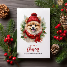 Navidades de acuarela Perro Pomerania