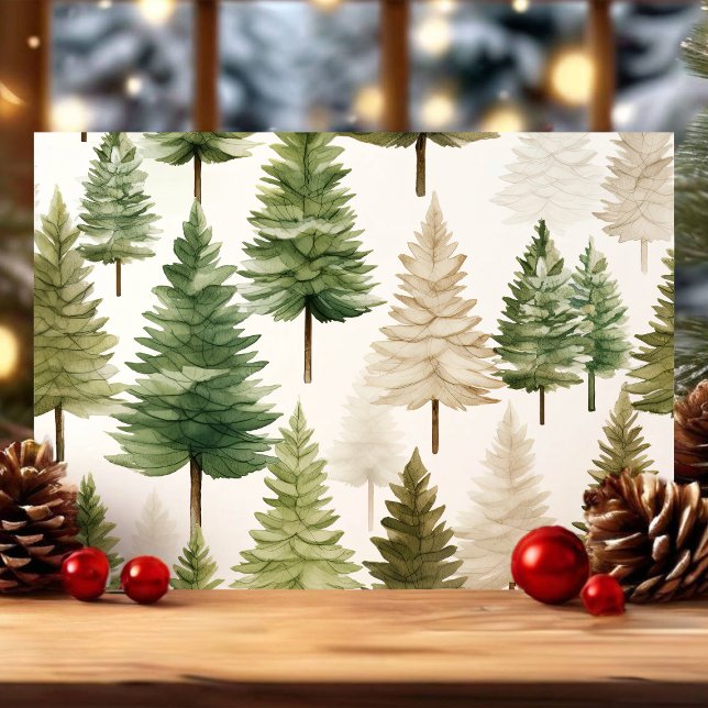 Tarjeta Festiva Navidades de acuarela Pine Trees (Subido por el creador)