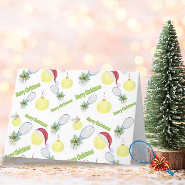 Tarjeta Festiva Navidades De Acuarela Raqueta De Tenis Y Bolas (Subido por el creador)