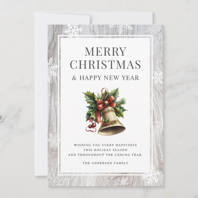 Tarjeta Festiva Navidades de acuarela rusas agitan flores de nieve (Anverso)