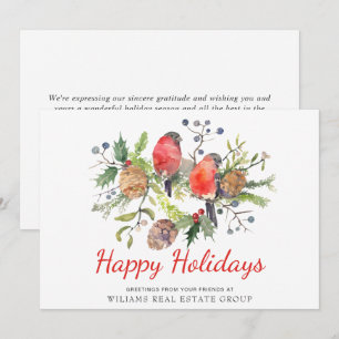 Tarjeta Festiva Navidades de acuarela Saludo Corporativo Red Bird