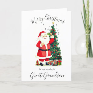Tarjeta Festiva Navidades de acuarela Santa Great Grandson