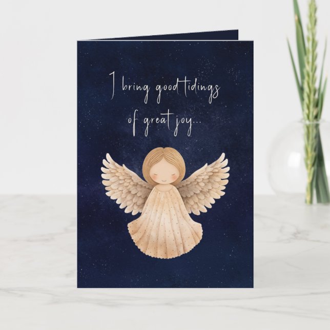 Tarjeta Festiva Navidades De Acuarela Tidones De Gran Alegría Dobl (Anverso)