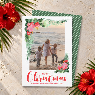 Tarjeta Festiva Navidades de acuarela tropical floral