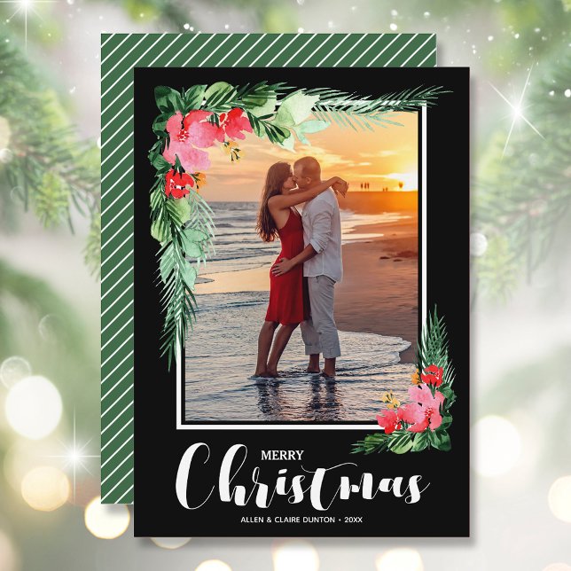 Tarjeta Festiva Navidades de acuarela tropical floral (Subido por el creador)