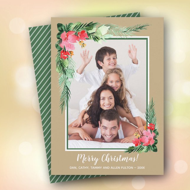 Tarjeta Festiva Navidades de acuarela tropical floral (Subido por el creador)