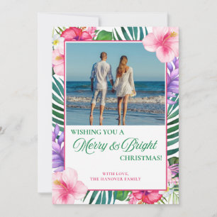 Tarjeta Festiva Navidades de acuarela tropical Floral