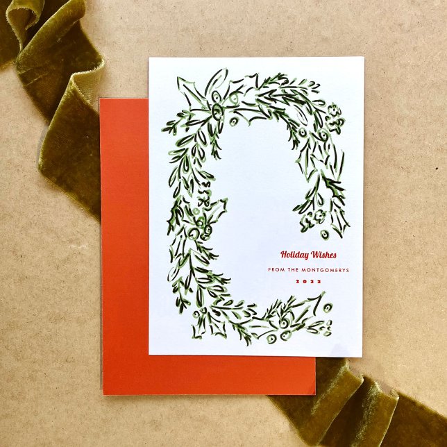 Tarjeta Festiva Navidades de acuarela verde Wreath Corporate (Subido por el creador)