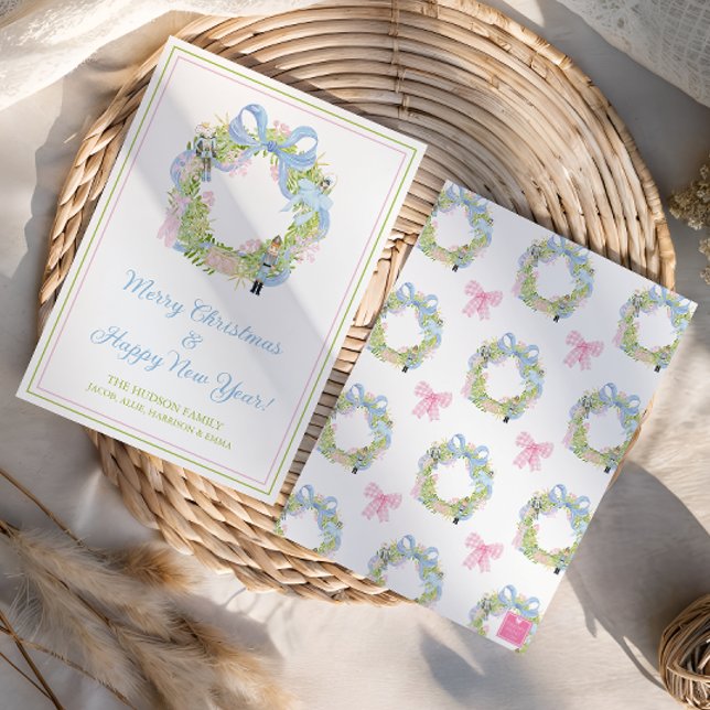 Tarjeta Festiva Navidades de acuarela Wreath de nutcracker (Subido por el creador)