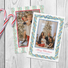 Tarjeta Festiva Navidades de acuarelas Garland y Candy Canes Photo