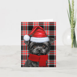 Tarjeta Festiva Navidades de Affenpinscher Perro Navidades Red Pla