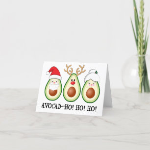 Tarjeta Festiva Navidades de Aguacado Santa, Rudolph y Claus