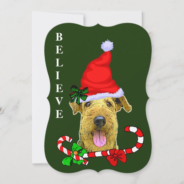 Tarjeta Festiva Navidades de Airedale Terrier (Anverso)