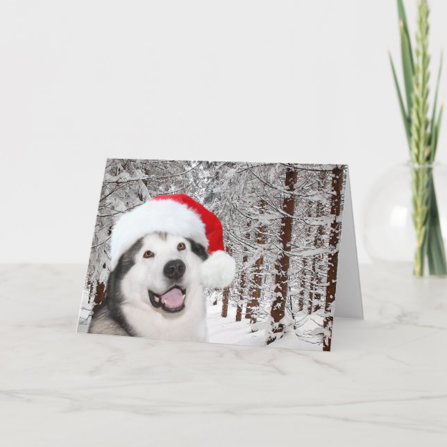 Tarjeta Festiva Navidades de Alaskan Malamute (Anverso)