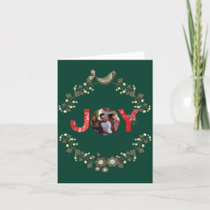 Tarjeta Festiva Navidades de Alegría fotográfica Dark Green Simple