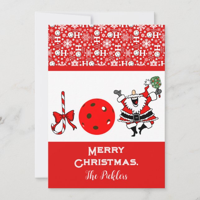 Tarjeta Festiva Navidades de Alegría por Baloncesto Santa Roja y B (Anverso)