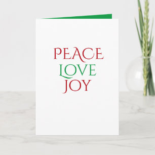 Tarjeta Festiva Navidades de Alegría por la Paz Blanca Roja Verde