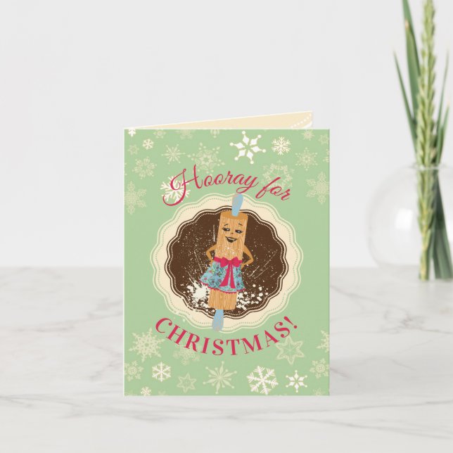 Tarjeta Festiva Navidades de alfileres rodante de panadería de gal (Anverso)