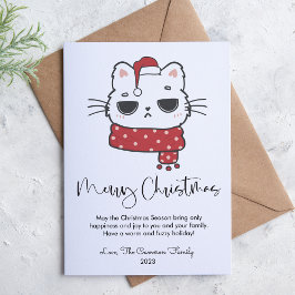 Tarjeta Festiva Navidades de amante de la mascota de gato gruñón