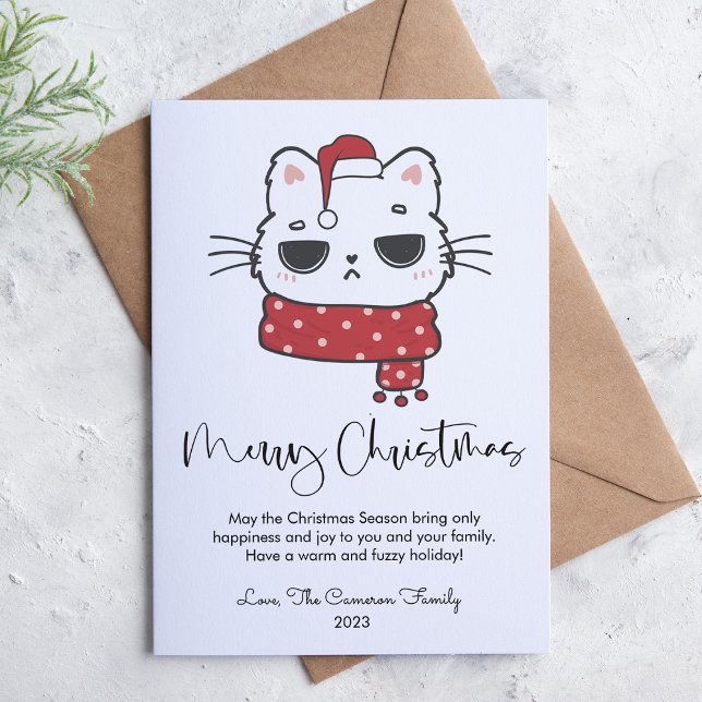 Tarjeta Festiva Navidades de amante de la mascota de gato gruñón (Subido por el creador)