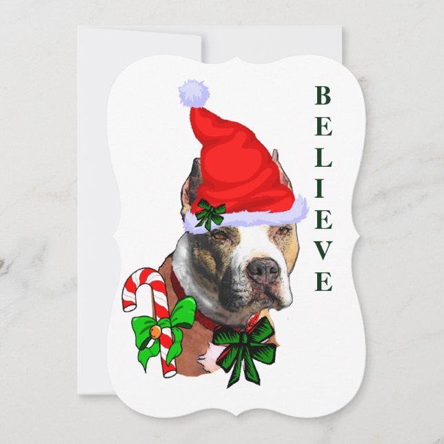 Tarjeta Festiva Navidades de American Pit Bull Terrier (Anverso)