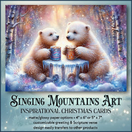 Tarjeta Festiva Navidades de amigos cristianos del acogedor oso po