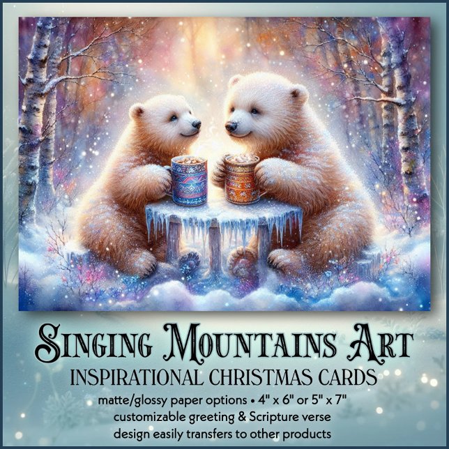 Tarjeta Festiva Navidades de amigos cristianos del acogedor oso po (Subido por el creador)