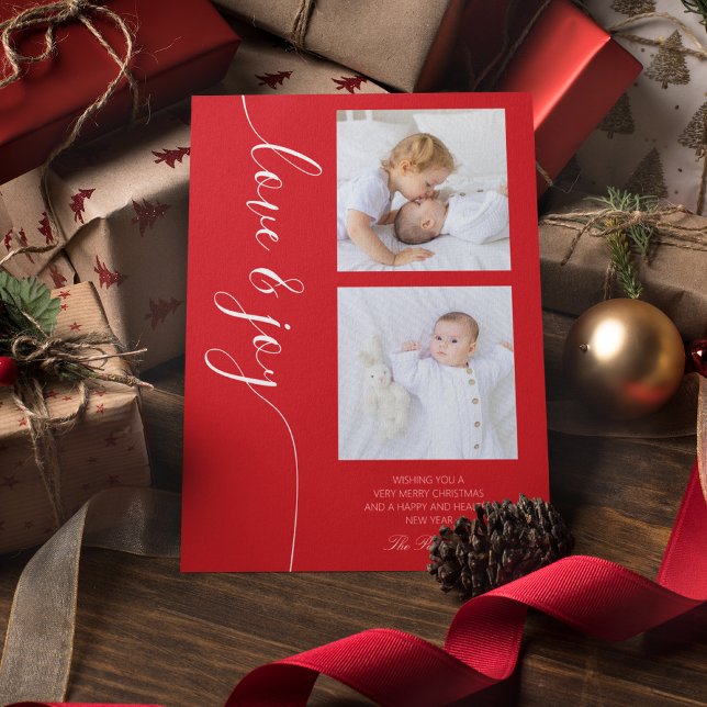 Tarjeta Festiva Navidades de Amor y Alegría Grabando Foto (Subido por el creador)