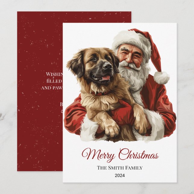 Tarjeta Festiva Navidades de Anatolian Shepherd Santa Claus (Anverso / Reverso)