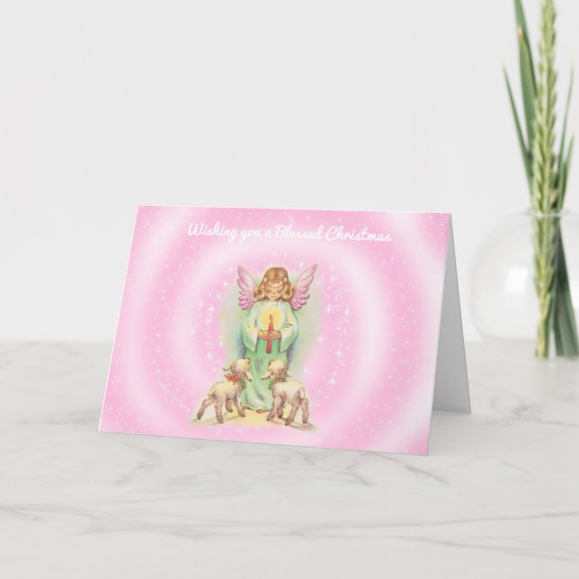 Tarjeta Festiva Navidades de Angel and Lambs (Anverso)
