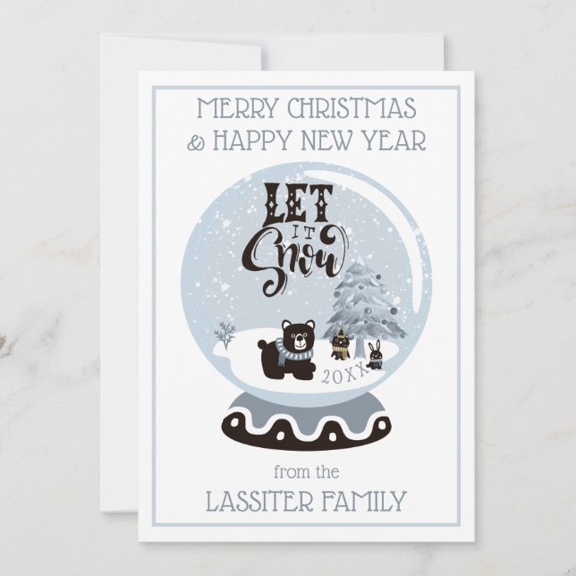 Tarjeta Festiva Navidades de animales de la selva de Globe dejan q (Anverso)