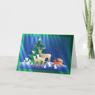 Tarjeta Festiva Navidades de animales de Woodland