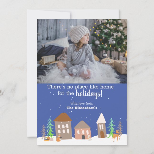 Tarjeta Festiva Navidades De Animales De Woodland En La Foto De Ni (Anverso)