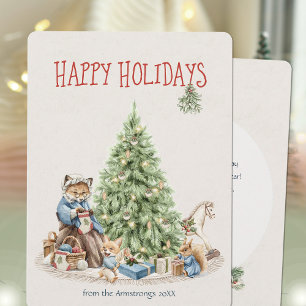 Tarjeta Festiva Navidades de Animales Nostalgic Woodland